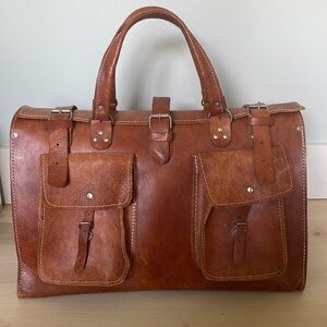 Vintage genuine Leather weekender travel bag